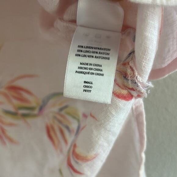 Rails Floral High Low Top Tropical Printed Front Button Linen Blend Blouse Small - Picture 5 of 6